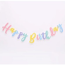 Patladı Gitti Happy Birthday Makaron Kaligrafi Banner
