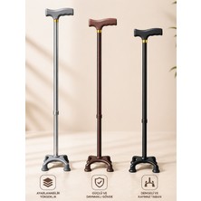 PremiumPort Ayarlanabilir Metal Yürüme Bastonu, Kaymaz Taban, 102 Cm, Ahşap Görünümlü