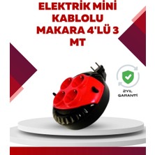 Epilons Kırmızı Renk 3 Metre 4’lü Kablolu Priz Makarası