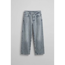 Abluka Online Erkek Baggy Fit Marangoz Cepli Jean Pantolon Açık Mavi