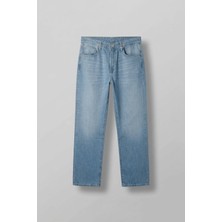 Abluka Online Erkek Baggy Fit Yıkamalı Jean Pantolon Açık Mavi