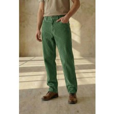 Little Cup Jeans Co  Erkek  Baggy Fit Rahat Kalıp Kadife Haki Pantolon