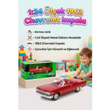 Farbu Oyuncak Welly 1:24 Ölçekli Lisanslı Orjinal 1963 Chevrolet Impala Kapıları Açılabilir Model Oyuncak Araba