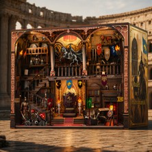 Emirgan Türk Kurultayı Sahnesi Mini Book Nook Dıy Kit - 520+ Parça Ahşap Minyatür Kitap Köşesi