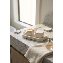 ACELEYOLLA Deniz Kabuğu Beton Mum Seti Kare Kapaklı Dekoratif Tepsi Spa Banyo Hediye Seti