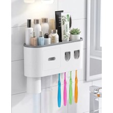 Nemere Ithalat Banyo Organizer Diş Fırçası Tutucu Çift Dispenserli Raflı Çekmeceli