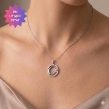 Satürn Silver Kuyumculuk Çelik Kararmaz Zirkon Taşlı Gold Renk Ay Yıldız Kolye
