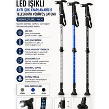 PremiumPort LED Işıklı Ayarlanabilir Teleskopik Yürüyüş Batonu 110 cm Ergonomik Tutma
