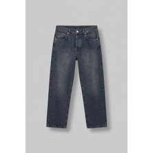 Abluka Online Erkek Baggy Fit Vintage Yıkamalı Jean Pantolon Lacivert