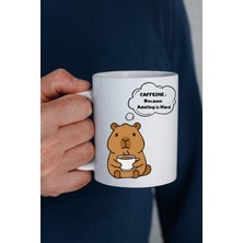 Hobibahçem Caffeine Because Adulting Is Hard Yazılı Kupa Model 207 Komik Tasarım Seramik Kahve Kupası Hediye Seçeneği