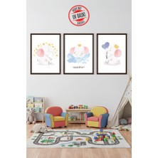 Giftcrea Uv Baskılı Çocuk Odası 3'lü Ahşap Mdf Tablo Seti - V14