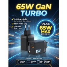 Gunkes  65W Gan Hızlı Şarj 3-In-1 Geri Çekilebilir Kablolu Katlanabilir Duvar Adaptörü | Usb-C Pd Hızlı Şarj Cihazı | iPhone 17 Uyumlu Seyahat Şarj Cihazı