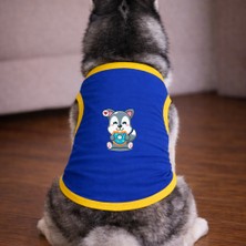 Petite Pati Mavi Smile Köpek Tshirt Köpek Kıyafeti (%100 Pamuk Penye) Kucuk ve Buyuk Irklar