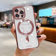 HONTINGA iPhone 14 Pro Max ile Uyumlu Şeffaf Magsafe Wireless Kılıfı Düşüme Önleyici Basitlik Anti Düşme Kamera Korumali Yıldız Desen Yumuşak Silikon Telefon Kılıfı Kadın ve Erkek Için Uygundur K7-2067