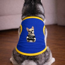 Petite Pati Mavi Wanted French Köpek Tshirt Köpek Kıyafeti (%100 Pamuk Penye) Kucuk ve Buyuk Irklar