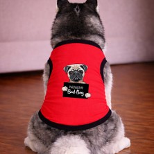Petite Pati Kirmizi Wanted Pug Köpek Tshirt Köpek Kıyafeti (%100 Pamuk Penye) Kucuk ve Buyuk Irklar
