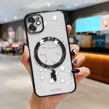 HONTINGA iPhone 11 ile Uyumlu Şeffaf Magsafe Wireless Kılıfı Düşüme Önleyici Basitlik Anti Düşme Kamera Korumali Yıldız Desen Yumuşak Silikon Telefon Kılıfı Kadın ve Erkek Için Uygundur K7-2067