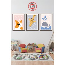 Giftcrea Uv Baskılı Çocuk Odası 3'lü Ahşap Mdf Tablo Seti - V18