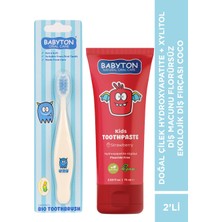 Babyton SET Çilek Hydroxyapatite + Xylitol Diş Macunu 75 ml - Ekolojik Diş Fırçası Coco