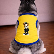 Petite Pati Sari The Boss Köpek Tshirt Köpek Kıyafeti (%100 Pamuk Penye) Kucuk ve Buyuk Irklar