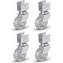 Dorasan 4 Adet 50X20 mm Şeffaf Makaralı Kısa U Tablalı Teker - Hts 328