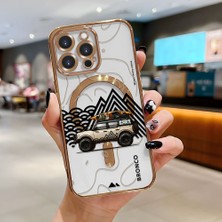 HONTINGA iPhone 14 Pro Max ile Uyumlu Şeffaf Magsafe Wireless Kılıfı Düşüme Önleyici Basitlik Anti Düşme Kamera Korumali Araba Desen Yumuşak Silikon Telefon Kılıfı Kadın ve Erkek Için Uygundur K7-2065