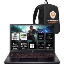 Acer Nitro V 15 i7 13620H RTX 5060 8GB 64GB RAM 512GB SSD 15.6" FHD 165Hz Win11 Pro NHQZ8EY002P447 Gaming Laptop + Per4 Çanta