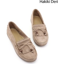 Gönderi(r) Kadın Kum Süet  Fiyonklu Hakiki Deri Comfort Loafer