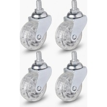 Dorasan 4 Adet 50X20 mm Şeffaf Makaralı Vidalı Teker - Hts 326