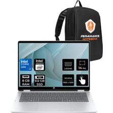 HP Omnibook 5 Flip Core 3 100U 8GB RAM 512GB SSD 14" FHD+ FreeDOS BT0A8EAPN32 Notebook + Per4 Çanta