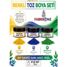 Fabrikone 3'lü Set Premium Parafin Soya Wax Toz Mum Boyası Hobi Seti - 5 cc (Sarı, Mavi, Yeşil) BKFAB3SRMY5G
