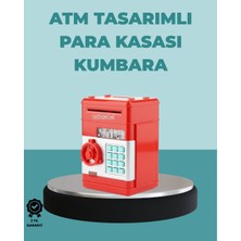 Calperia Şifreli Kırmızı Atm Tasarımlı Çelik Kasa Görünümlü Kumbara - Lisinya