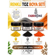 Fabrikone 3'lü Set Premium Parafin Soya Wax Toz Mum Boyası Hobi Seti - 5 cc (Sarı, Siyah, Turuncu) BKFAB3SRST5G