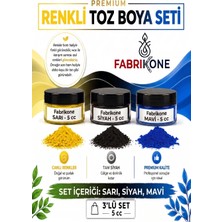 Fabrikone 3'lü Set Premium Parafin Soya Wax Toz Mum Boyası Hobi Seti - 5 cc (Sarı, Siyah, Mavi) BKFAB3SRSM5G