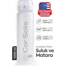 Cor Solis Tritan Suluk ve Matara 1050 ml - Su Matarası - Pipetsiz, %100 Sızdırmaz Garantili, BPA ve Toksik İçermez, Koku Yapmaz, Dayanıklı Kumaş Askılı - Beyaz