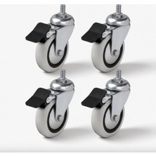 Dorasan 4 Adet Pvc Makaralı Vidalı Frenli Teker 75X225 mm - Hts 354