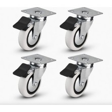 Dorasan 4 Adet 75X25 mm Pvc Makaralı Tablalı Frenli Teker - Hts 353