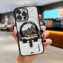 HONTINGA iPhone 14 Pro Max ile Uyumlu Şeffaf Magsafe Wireless Kılıfı Düşüme Önleyici Basitlik Anti Düşme Kamera Korumali Araba Desen Yumuşak Silikon Telefon Kılıfı Kadın ve Erkek Için Uygundur K7-2065