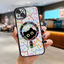 HONTINGA iPhone 15 Plus ile Uyumlu Şeffaf Magsafe Wireless Kılıfı Düşüme Önleyici Basitlik Anti Düşme Kamera Korumali Sevimli Kedi Desen Yumuşak Silikon Telefon Kılıfı Kadın ve Erkek Için Uygundur K7-2061