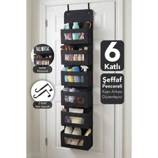 Meleni Home 6 Katlı Kapı Arkası Organizer - Çok Amaçlı Mutfak Banyo Dolap Içi Düzenleyici 30X12X128 cm Siyah