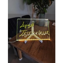 Özbience 20X30 cm LED Işıklı Temperli Cam Yazı Panosu, Stand Için (Cam Panel)