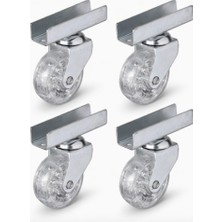 Dorasan 4 Adet 50X20 mm Şeffaf Makaralı Uzun U Tablalı Teker - Hts 327