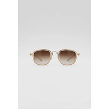 Abluka Online Unisex Metal Çerçeveli Kemik Detaylı Güneş Gözlüğü Krem