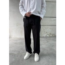 Difransel Jeans Keten Pamuk Siyah Baggy Pantolon