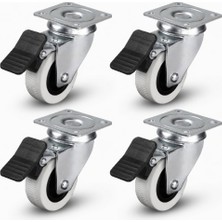 Dorasan 4 Adet 50X20 mm Çift Bilyalı Tablalı Frenli Teker - Hts 334