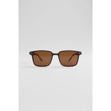 Abluka Online Unisex Apex Dikdörtgen Asetat Çerçeve Güneş Gözlüğü Kahverengi