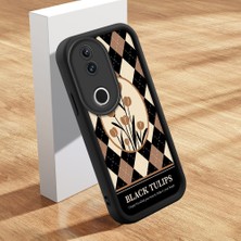 HONTINGA Vivo V50 ile Uyumlu Kılıfı Düşüme Önleyici Basitlik Anti Düşme Kamera Korumali Şirin Kedi Çiçek Siyah Desen Yumuşak Silikon Telefon Kılıfı Kadın ve Erkek Için Uygundur K2-0072