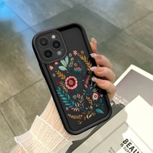 HONTINGA iPhone 16 Pro Max ile Uyumlu Kılıfı Düşüme Önleyici Basitlik Anti Düşme Kamera Korumali Çiçek Siyah Desen Yumuşak Silikon Telefon Kılıfı Kadın ve Erkek Için Uygundur K2-0068