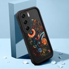 HONTINGA Tecno Camon 40 ile Uyumlu Kılıfı Düşüme Önleyici Basitlik Anti Düşme Kamera Korumali Şirin Kedi Çiçek Siyah Desen Yumuşak Silikon Telefon Kılıfı Kadın ve Erkek Için Uygundur K2-0068