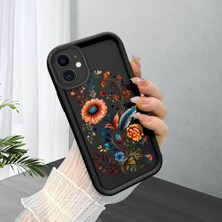 HONTINGA iPhone 11 ile Uyumlu Kılıfı Düşüme Önleyici Basitlik Anti Düşme Kamera Korumali Çiçek Siyah Desen Yumuşak Silikon Telefon Kılıfı Kadın ve Erkek Için Uygundur K2-0068